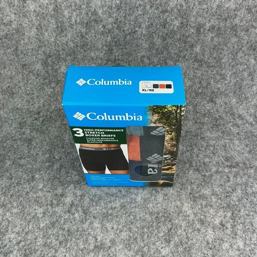 Columbia Mens 3 Pack High-Performance Stretch Boxer Briefs XL Multicolor New